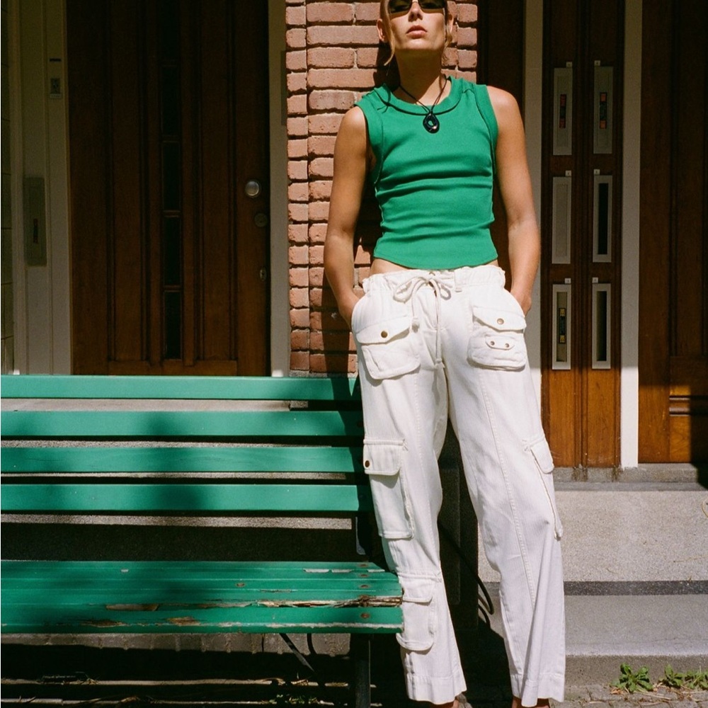 Free People Tahiti White Cargo Pants